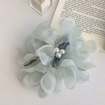 ECARLA klamra do włosów tiulowa z perełkami Kwiat Miętowa SP323M