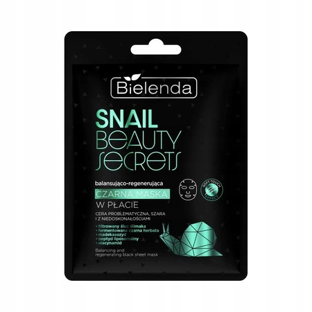 BIELENDA Snail Beauty Secret maska do twarzy w płacie regenerująca Czarna