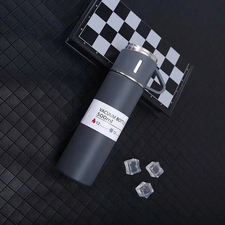 ECARLA termos 500ml z 3 kubkami zapakowany na preznt Szary BD24SZ