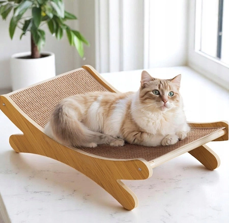 ECARLA drapak dla kota legowisko drewniano jutowe 49x30x16cm KOT27