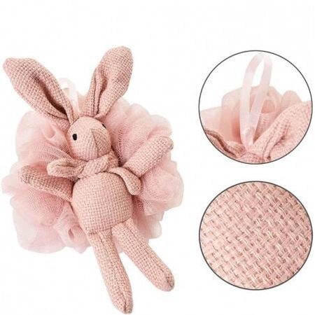 ECARLA myjka gąbka do mycia ciała na mokro Falbanki Bunny Różowa 15cm GB10R