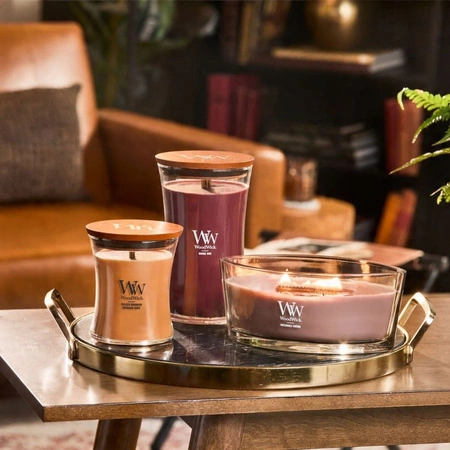 WOODWICK Core Hearthwick świeca w słoiku elipsa PATCHOULI CREME 453g