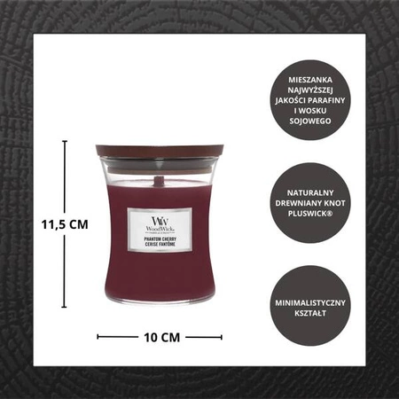 WOODWICK PlusWick średnia świeca w słoiku PHANTOM CHERRY 275g
