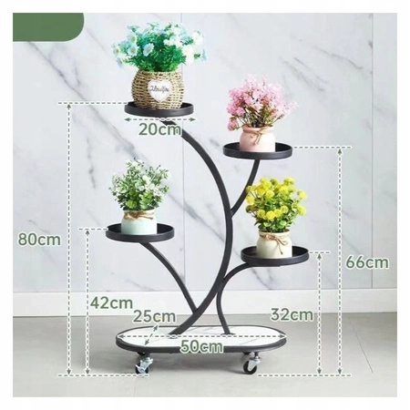 ECARLA kwietnik stojak na kwiaty metalowy na kółkach 50x25x80cm SZ43CZ