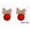 ECARLA kolczyki wiszące Czerwone Kule z kokardami, cyrkonie K1688
