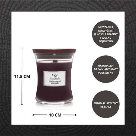 WOODWICK Pluswick Średnia świeca w słoiku SPICED BLACKBERRY 275g