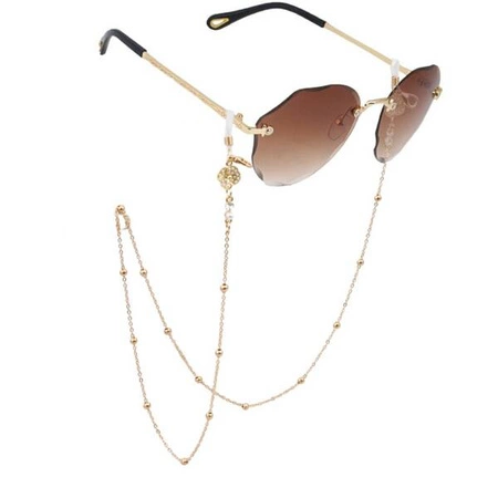 ECARLA łańcuszek do okularów cienki złoty kwiat cyrkonie 68cm LDK17