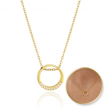 ECARLA naszyjnik ze stali szlachetnej pozłacanej KOŁO NST2150