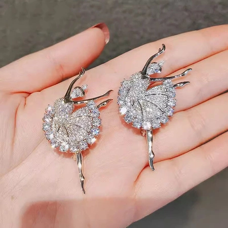 ECARLA broszka kryształowa Baletnica z cyrkoniami BZ202