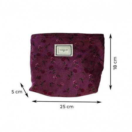 ECARLA kosmetyczka jednokomorowa w czerwone kwiatuszki 25x5x18cm Bordowa KS118