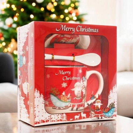 ECARLA kubek świąteczny ze spodkiem i łyżeczką w pudełku KB19WZ3 400ml