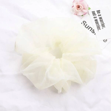 ECARLA gumka-frotka do włosów tiulowa Kremowa XXL 20cm GUM31K