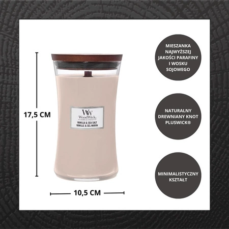 WOODWICK Pluswick Duża świeca w słoiku VANILLA & SEA SALT 609,5g