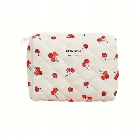 ECARLA kosmetyczka jednokomorowa pikowana 19x24x7cm Wisienki KS124