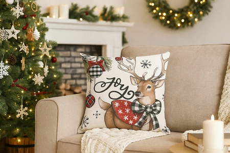 ECARLA Zima Świąteczna poszewka na poduszkę Boho 45x45 JELONEK POD244