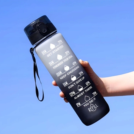 ECARLA butelka na wodę z miarką 1l Ombre Szary z Czernią BD16