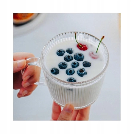 ECARLA szklanka ryflowana z uszkiem 400ml SZK156