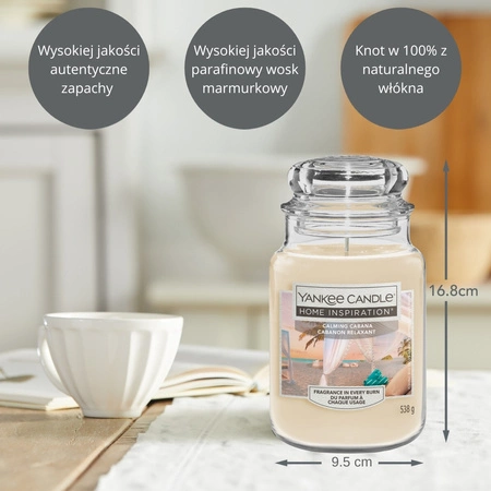 YANKEE CANDLE Home Inspiration Duża świeca w słoiku CALMING CABANA 538g