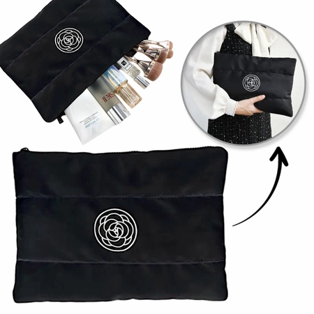 ECARLA kosmetyczka pikowana, wodoodporna 22x31cm Czarna KS144CZ