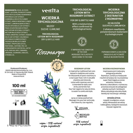 VENITA Trichological trychologiczna wcierka do skóry głowy Rozmaryn 8g