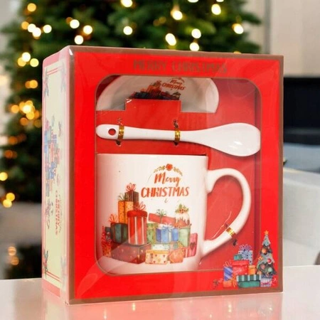 ECARLA kubek świąteczny ze spodkiem i łyżeczką w pudełku KB17WZ4 400ml