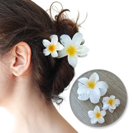 ECARLA zestaw spinek-klamer do włosów Kwiat XL +2 mini Biały SP391