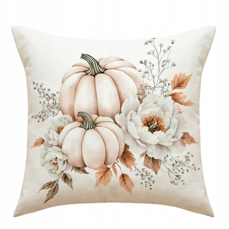 ECARLA Jesień poszewka na poduszkę 45x45 BOHO DYNIE LIŚCIE KWIATY POD239