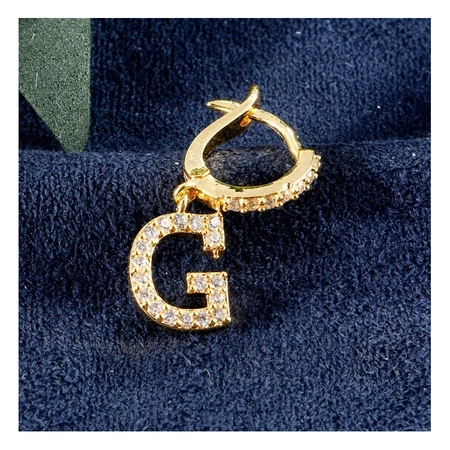 ECARLA kolczyk ze stali szlachetnej platerowanej 14k złotem Literka G KST1683G