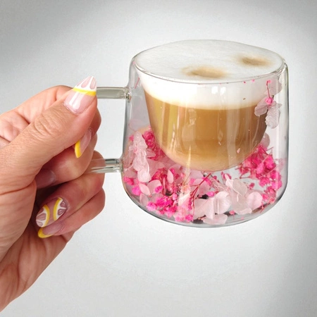 ECARLA szklanka termiczna z podwójnym dnem z hortensją w środku SZK175