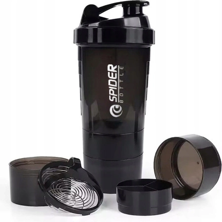 ECARLA shaker sportowy do odżywki białkowej z sitkiem 500ml Czarny BD55CZ