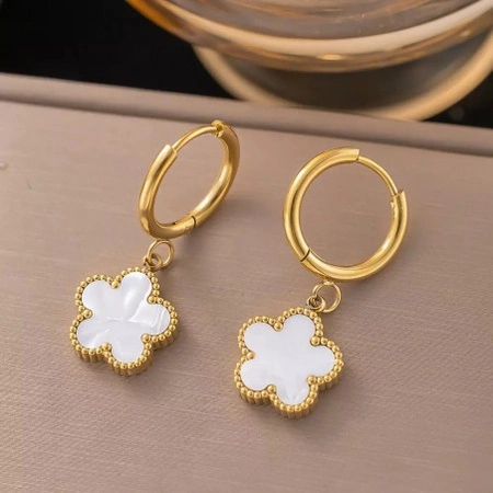 ECARLA kolczyki ze stali szlachetnej platerowanej 14k złotem Koniczynka KST3390