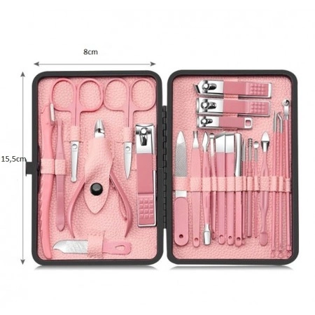 ECARLA zestaw akcesoriów do manicure w etui 12szt Różowy AK20