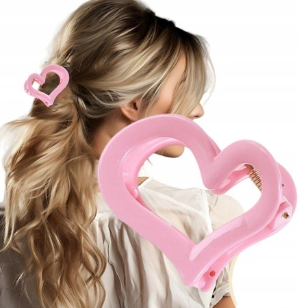 ECARLA spinka do włosów XL serce 6,5x6cm Różowe SP364R