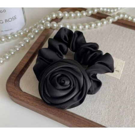ECARLA gumka-frotka do włosów z Różą Czarna GUM163CZ