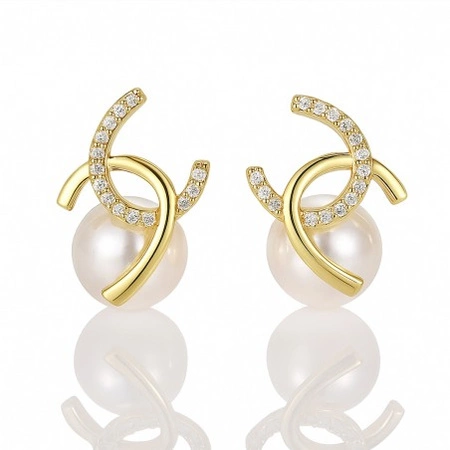 ECARLA kolczyki ze stali szlachetnej platerowanej 14k złotem KST3515