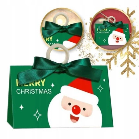 ECARLA torebka ozdobna świąteczna z kokardą 17x10x8,5cm Merry Christmas Zielone OPO37
