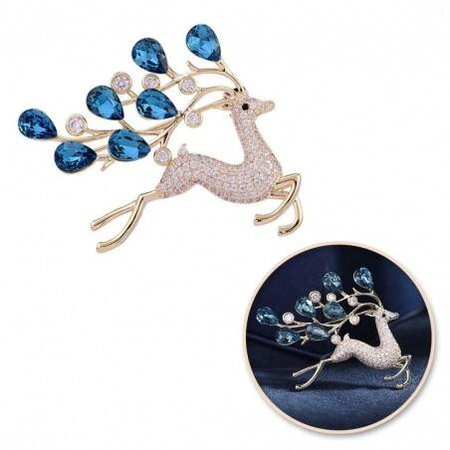 ECARLA broszka kryształowa z cyrkoniami Jelonek BZ180