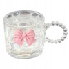 ECARLA szklanka z uchem opalizująca do kawy z Różową Kokardką SZK80 270ml 