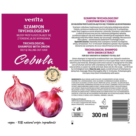 VENITA Trichological trychologiczny szampon do włosów Cebula 300ml