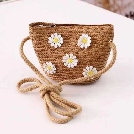 ECARLA kapelusik i torebka słomkowa, dziecięca Stokrotki 52cm CZ40