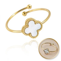 ECARLA pierścionek ze stali chirurgicznej platerowanej złotem PST952