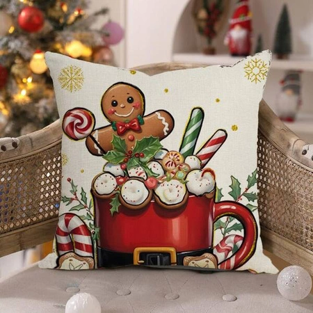 ECARLA Zima świąteczna poszewka na poduszkę 45x45cm Filiżanka POD199