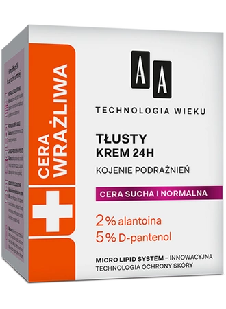 AA Technologia Wieku Cera Wrażliwa krem tłusty 24h 50ml
