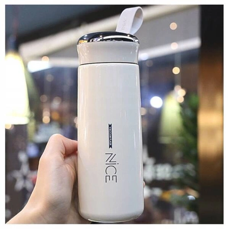 ECARLA bidon z uchwytem, koszyczkiem i rurką 400ml Nice Beżowy BD12ZO