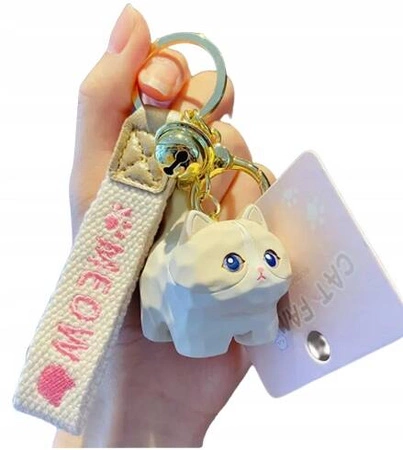 ECARLA brelok do kluczy KOT Biały Kotek BRL279