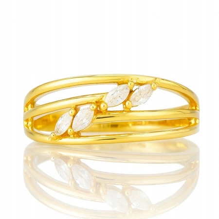 ECARLA pierścionek ze stali chirurgicznej platerowanej złotem PST979R6