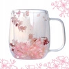 ECARLA szklanka termiczna z podwójnym dnem i hortensją 400ml Blady Róż SZK128 