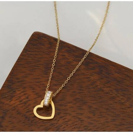 ECARLA naszyjnik ze stali szlachetnej platerowanej 14k złotem SERCE NST2112