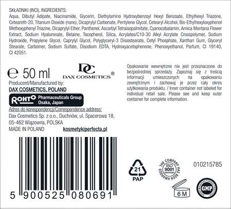 DAX Perfecta Cera Naczynkowa krem intensywnie nawilżający SPF 20 50ml