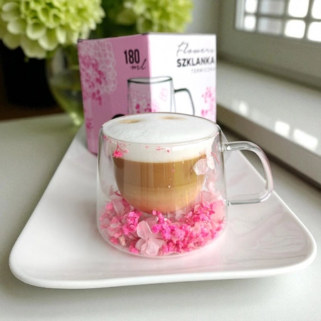 ECARLA szklanka termiczna z podwójnym dnem z hortensją w środku SZK175